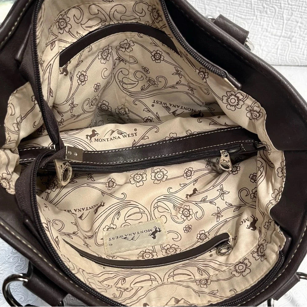 Montana West Western Purse Handbag Concho Turquoise Paisley Print Silver Cowgirl